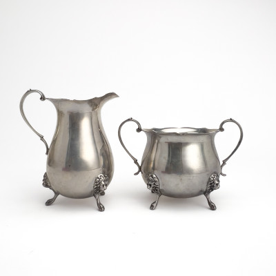Image for Lot Silver Sugar and Creamer