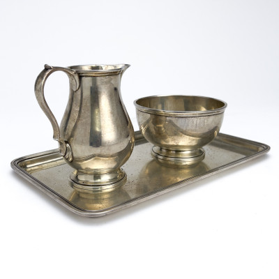 Image for Lot Tiffany & Co. - Silver Sugar and Cream Set with Tray