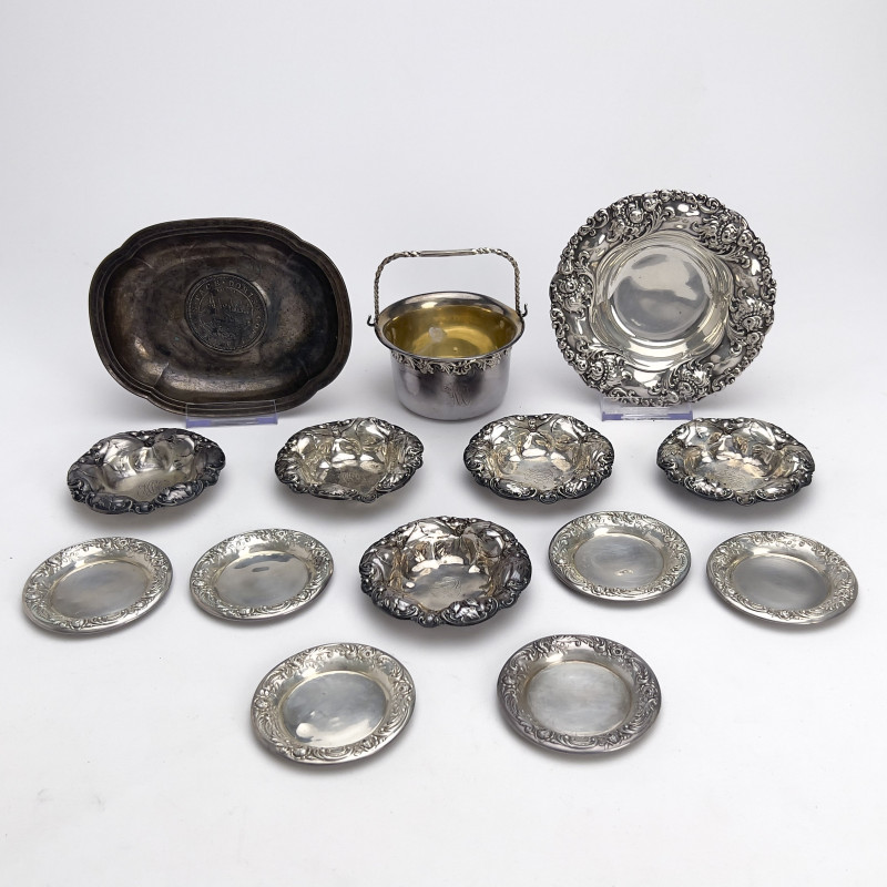 Small Silver Serving Dishes, Group of 14