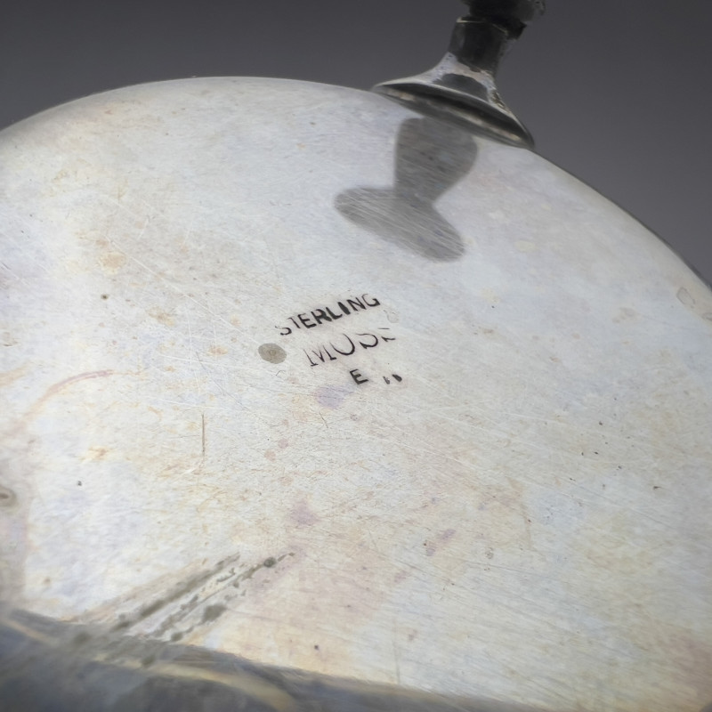 Moss Silver Sugar and Cream Set with Tray