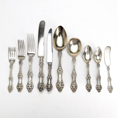 Image for Lot Alvin - Old Orange Blossom Silver Flatware Nearly Complete Service for 12
