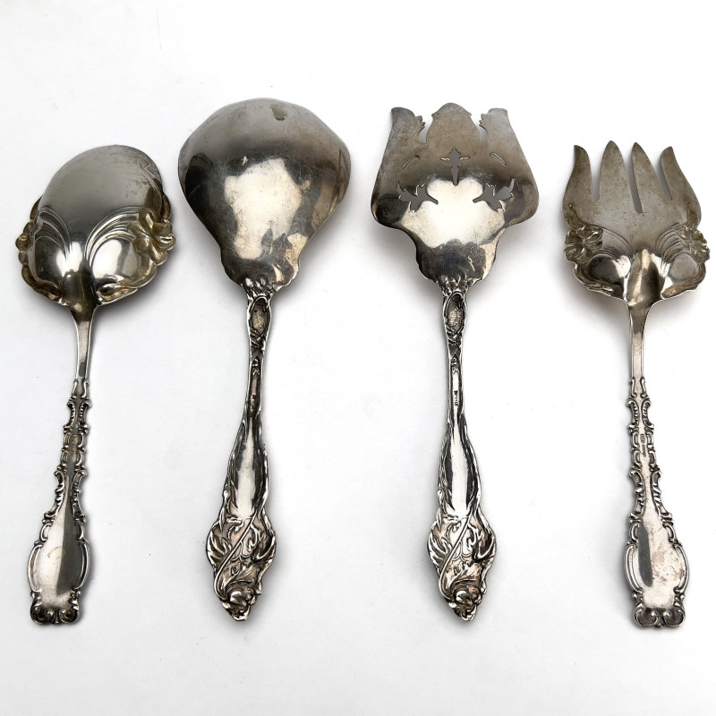 Four Ornate Large Silver Serving Pieces