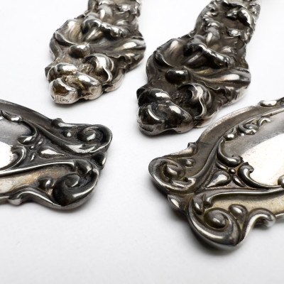 Four Ornate Large Silver Serving Pieces