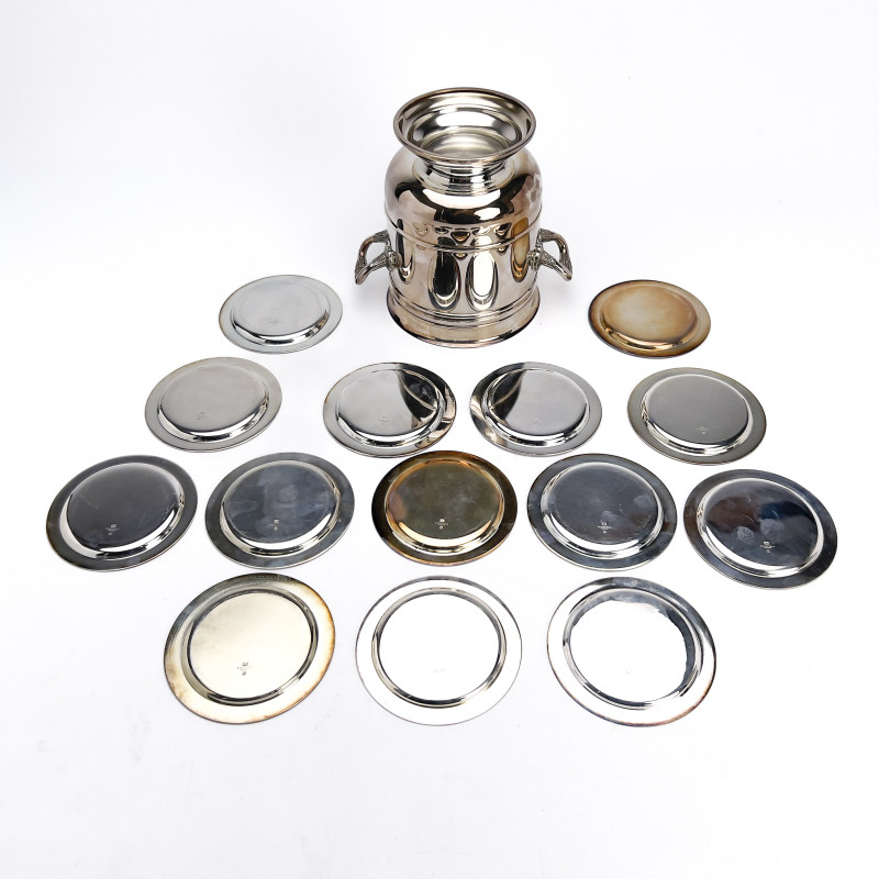 Cristofle - Silverplate Champagne Cooler and Malmaison coasters