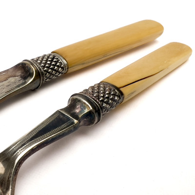 Victorian Silverplate Bone Handle Fish Set