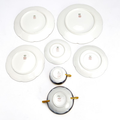 Haviland - Limoges China Queen Pattern Partial Service, Gold and Blue