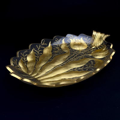 French Gilt Glass Tulip Dishes, Set of 13