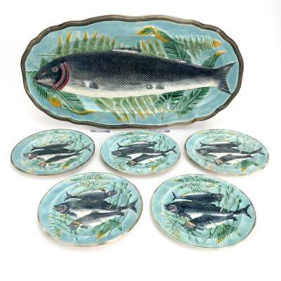 Image for Lot Wedgwood - Majolica Fish Service, Set of 7