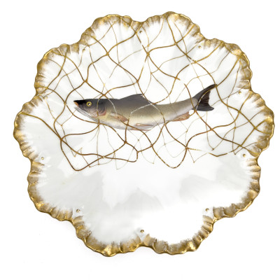 Lanternier &amp; Co - Limoge Fish in Net Plates, Set of 12