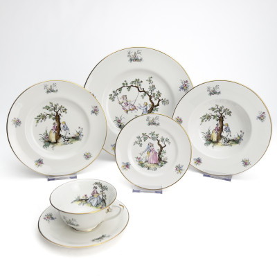 Image for Lot Royal Worcester - Watteau Porcelain Near Service for 12