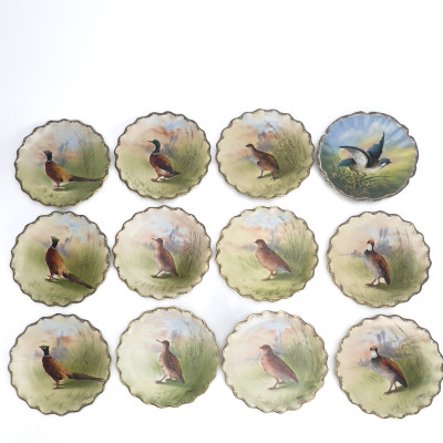 Limoges Bird Plates and Platters, Group of 14