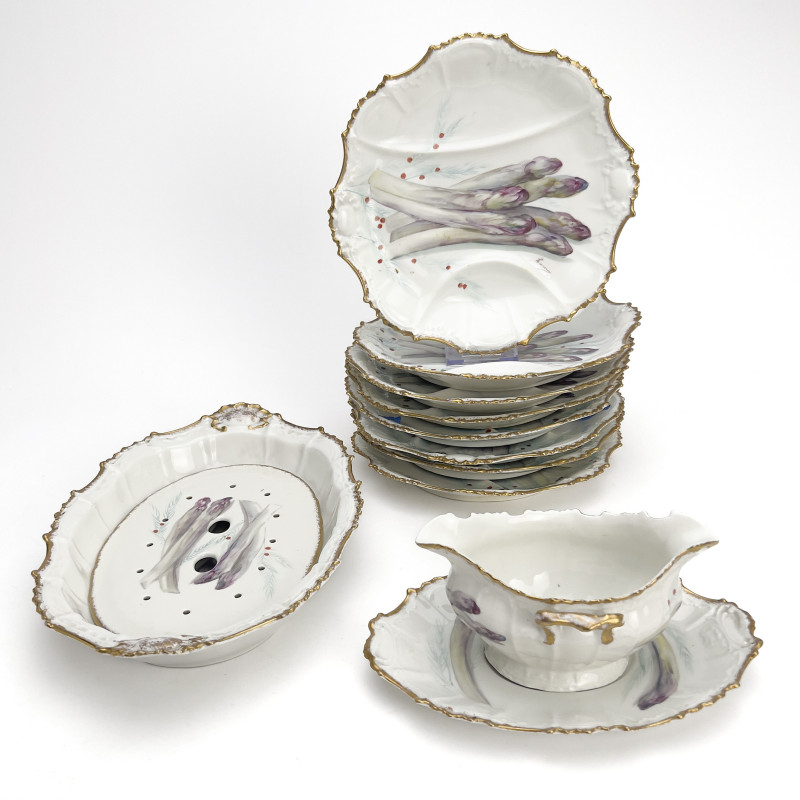 Limoges Porcelain Asparagus Service, Set of 12