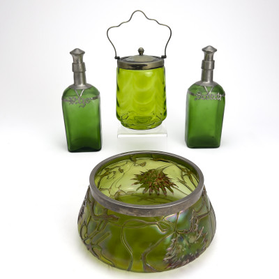 Image for Lot Collection of Green Glass Vessels