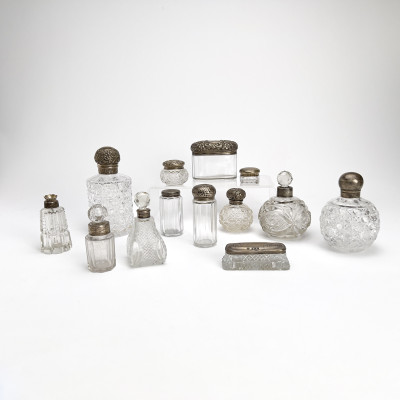 Image for Lot Collection of English Silver and Crystal Dresser Jars