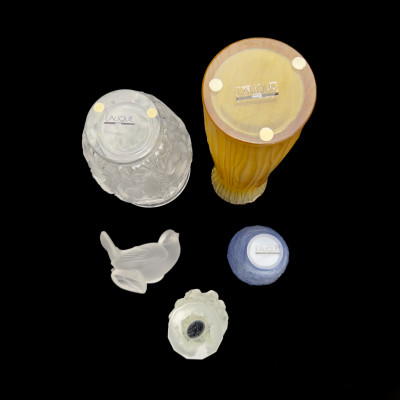 Lalique - Collection of Crystal Vases and Figurines, Group of 6