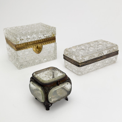 Image for Lot Three French Crystal Casket Boxes