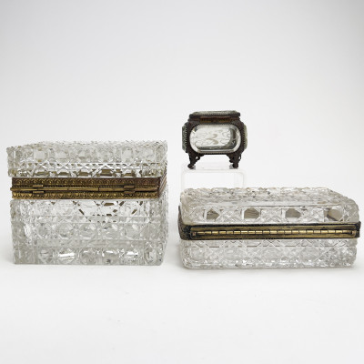Three French Crystal Casket Boxes
