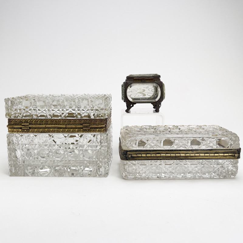 Three French Crystal Casket Boxes