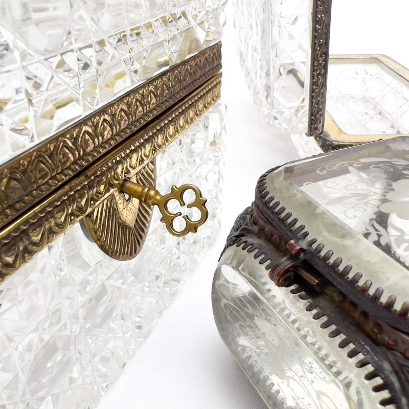 Three French Crystal Casket Boxes