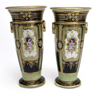 Image for Lot Near Pair of Early 20th Century Gilt Decorated Spill Vases