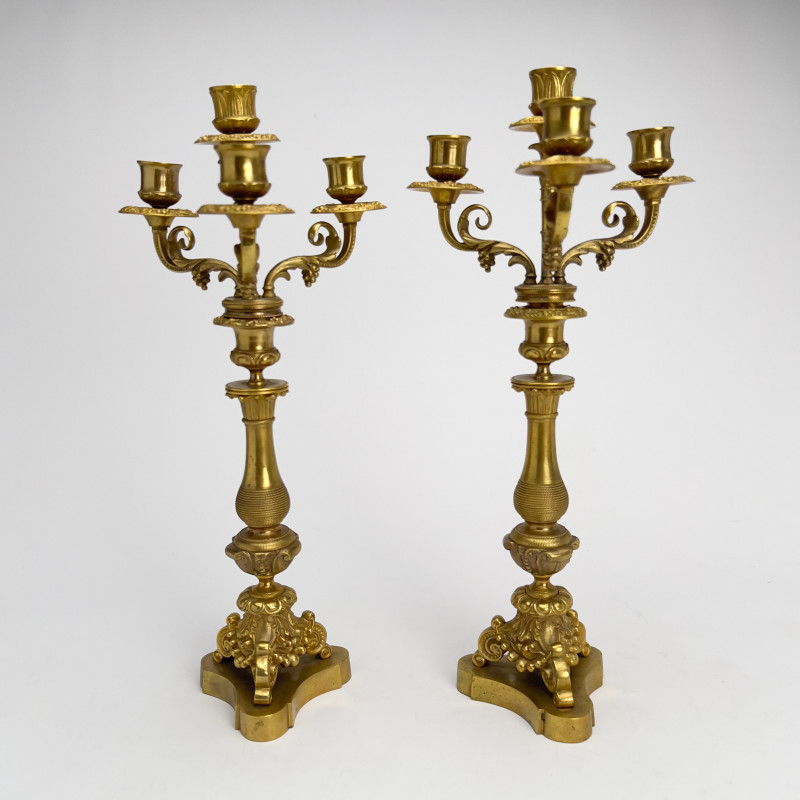 Pair of French, Gilt Bronze Candelabras