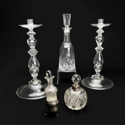 Image for Lot Steuben Candelabras and Other Glass, Group of 5