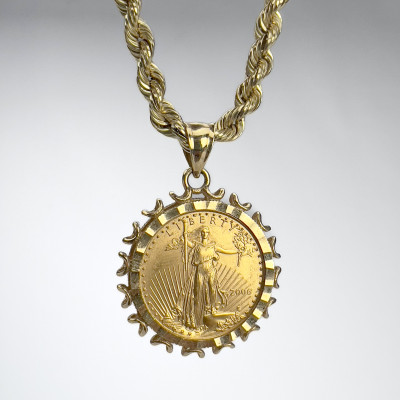 Image for Lot Gold 10 Dollar Walking Liberty Coin Pendant With Chain