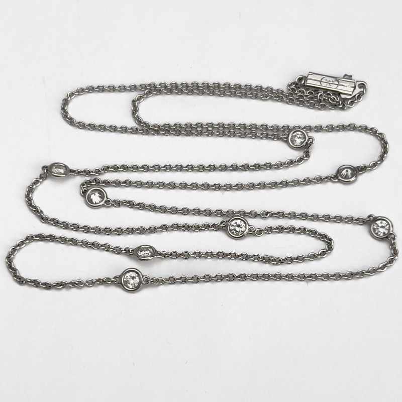White Gold and Diamond Station Necklace