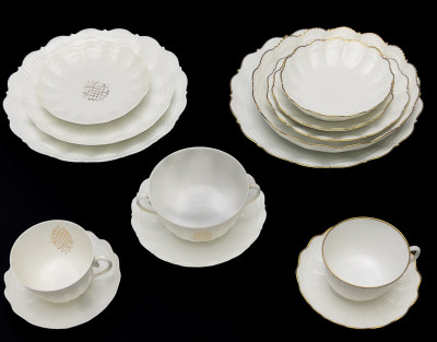 Image for Lot A. Giraud & Brousseau - Limoges Porcelain Combined Corail Services, 108 Pieces