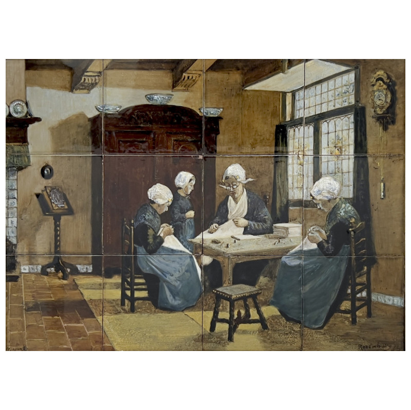 Rozenburg - Tile Tableau, after Adolph Artz 'Sewing School'