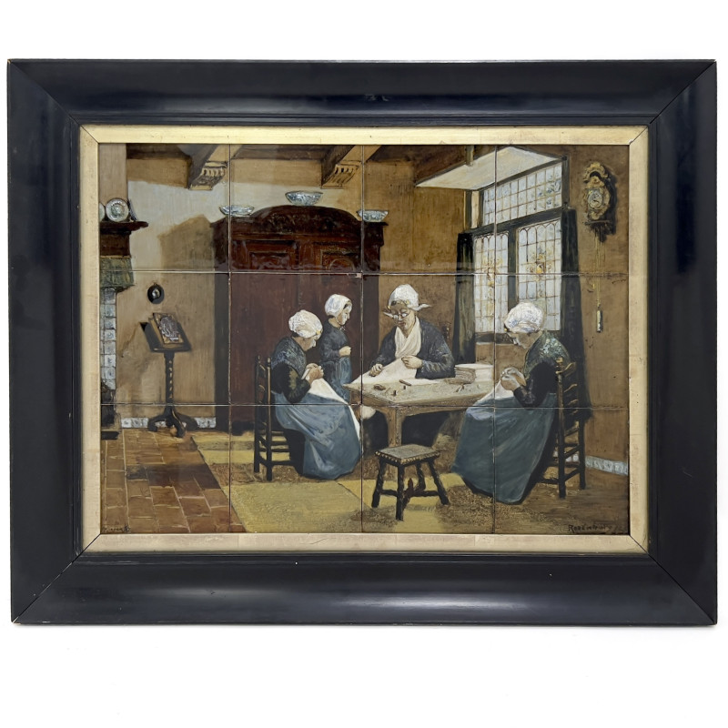 Rozenburg - Tile Tableau, after Adolph Artz 'Sewing School'