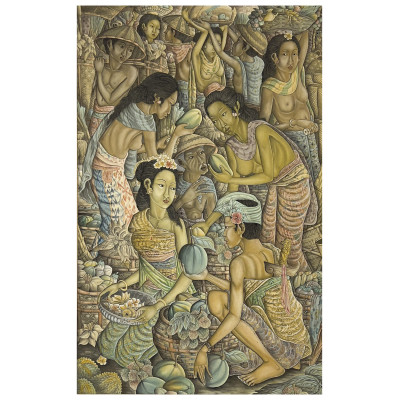Image for Lot Balinese Painting (Open Air Market Scene)
