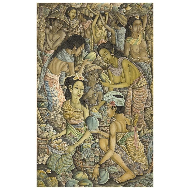 Balinese Painting (Open Air Market Scene)