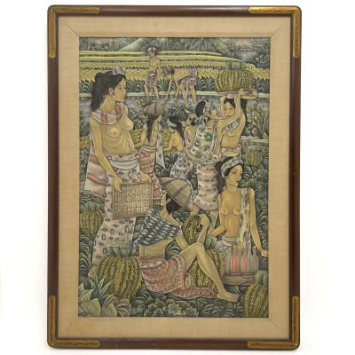 Balinese Painting (Harvesting Scene)