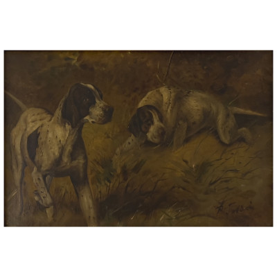 Image for Lot Unknown Artist - Sporting Art (Painting of Two Pointers)