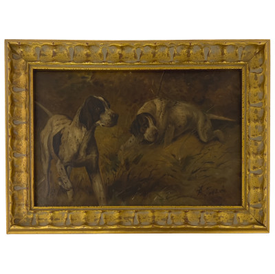 Unknown Artist - Sporting Art (Painting of Two Pointers)
