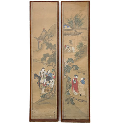 Image for Lot A Pair of Chinese Paintings - Gardens and Pavilions