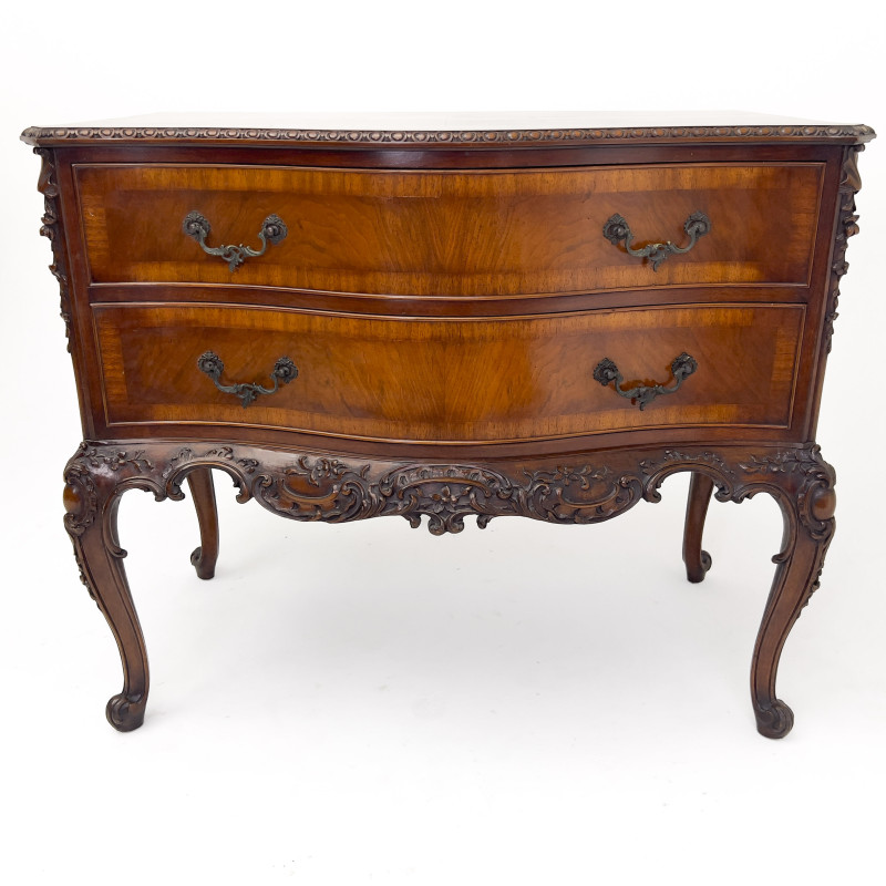 Rococo Revival Style Serpentine Two Drawer Chest