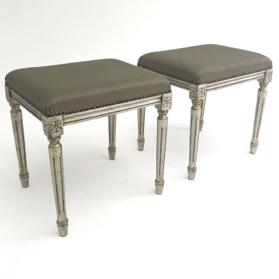 Image for Lot A Pair of Neoclassical Style Silver Gilt Stools