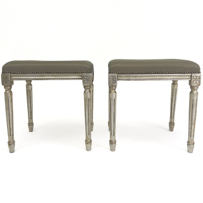 A Pair of Neoclassical Style Silver Gilt Stools