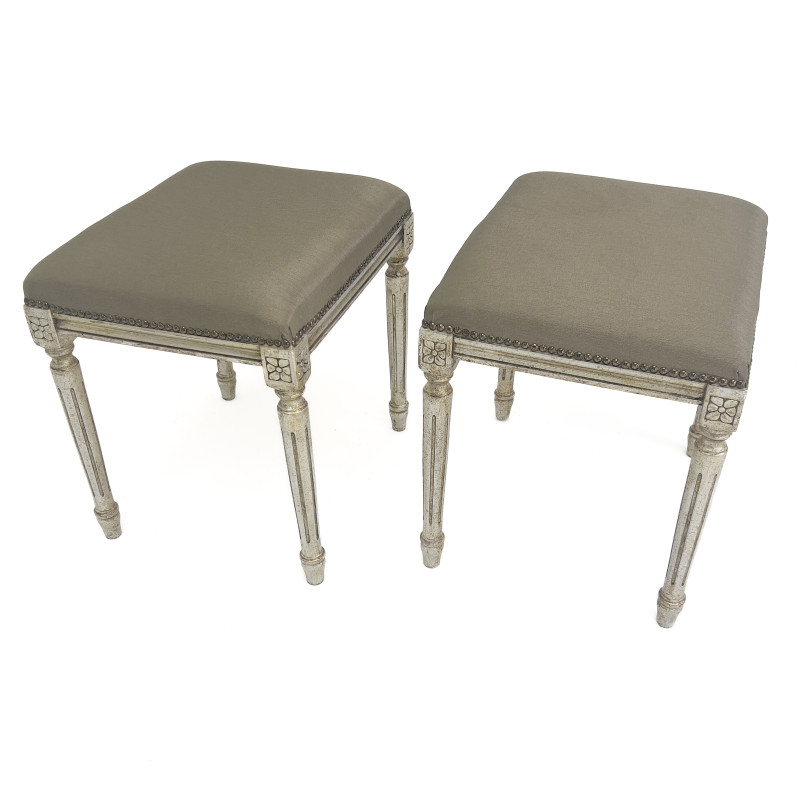A Pair of Neoclassical Style Silver Gilt Stools