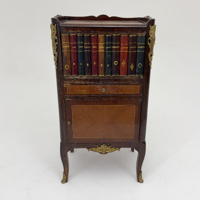 Image for Lot Louis XV Style Small Side Table with Faux Book panel