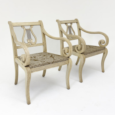 Thomasville Centennial Lyre-back Arm Chairs, Pair