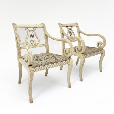 Image for Lot Thomasville Centennial Lyre-back Arm Chairs, Pair