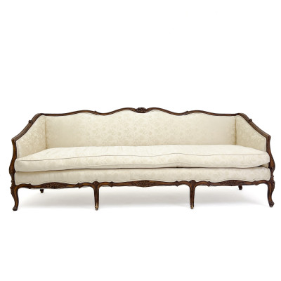 Louis XV Style Upholstered Walnut Sofa