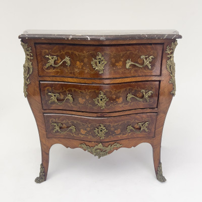 Louis XV Style Marquetry Bombe Commode