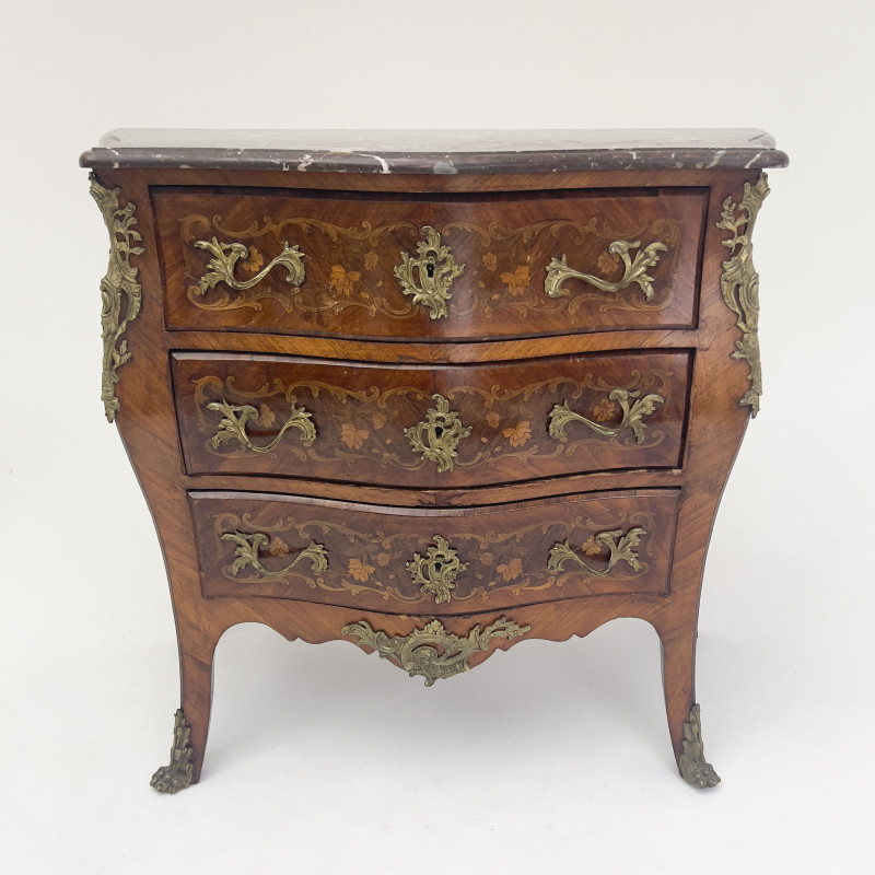 Louis XV Style Marquetry Bombe Commode