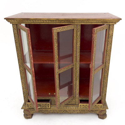 A Pair of Thai Gilt Wood Display Cabinets