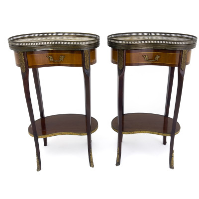 Image for Lot Pair of French Empire Style Kidney Bean Bedside Tables