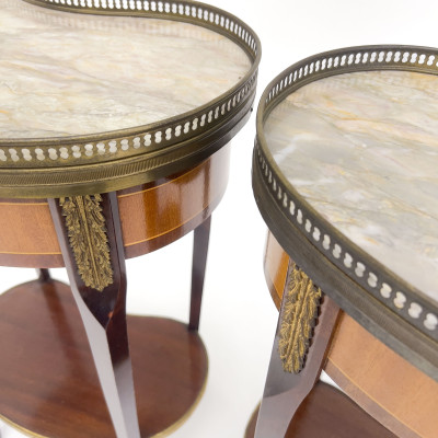 Pair of French Empire Style Kidney Bean Bedside Tables